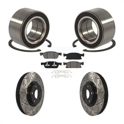 Wheel Bearing Coated Drilled Slotted Brake Rotor And Pad Front Kit For Ford Edge