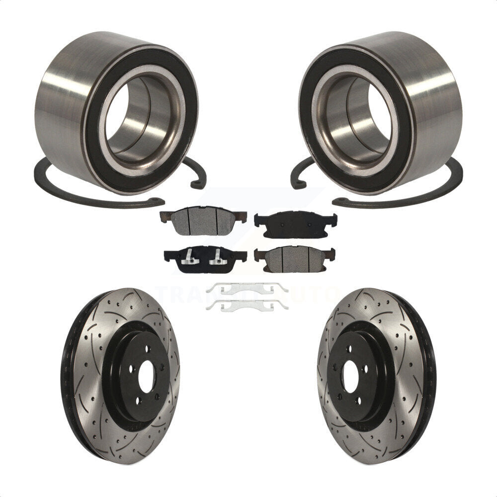 Wheel Bearing Coated Drilled Slotted Brake Rotor And Pad Front Kit For Ford Edge