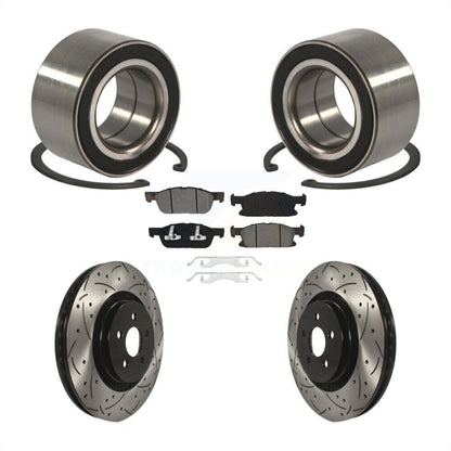 Wheel Bearing Coated Drilled Slotted Brake Rotor And Pad Front Kit For Ford Edge