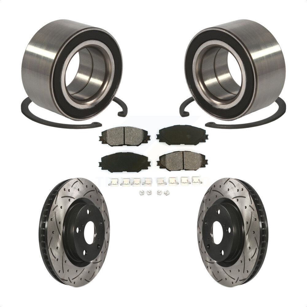 Wheel Bearing Drilled Slot Brake Rotor & Pad Front Kit For Toyota Matrix Pontiac