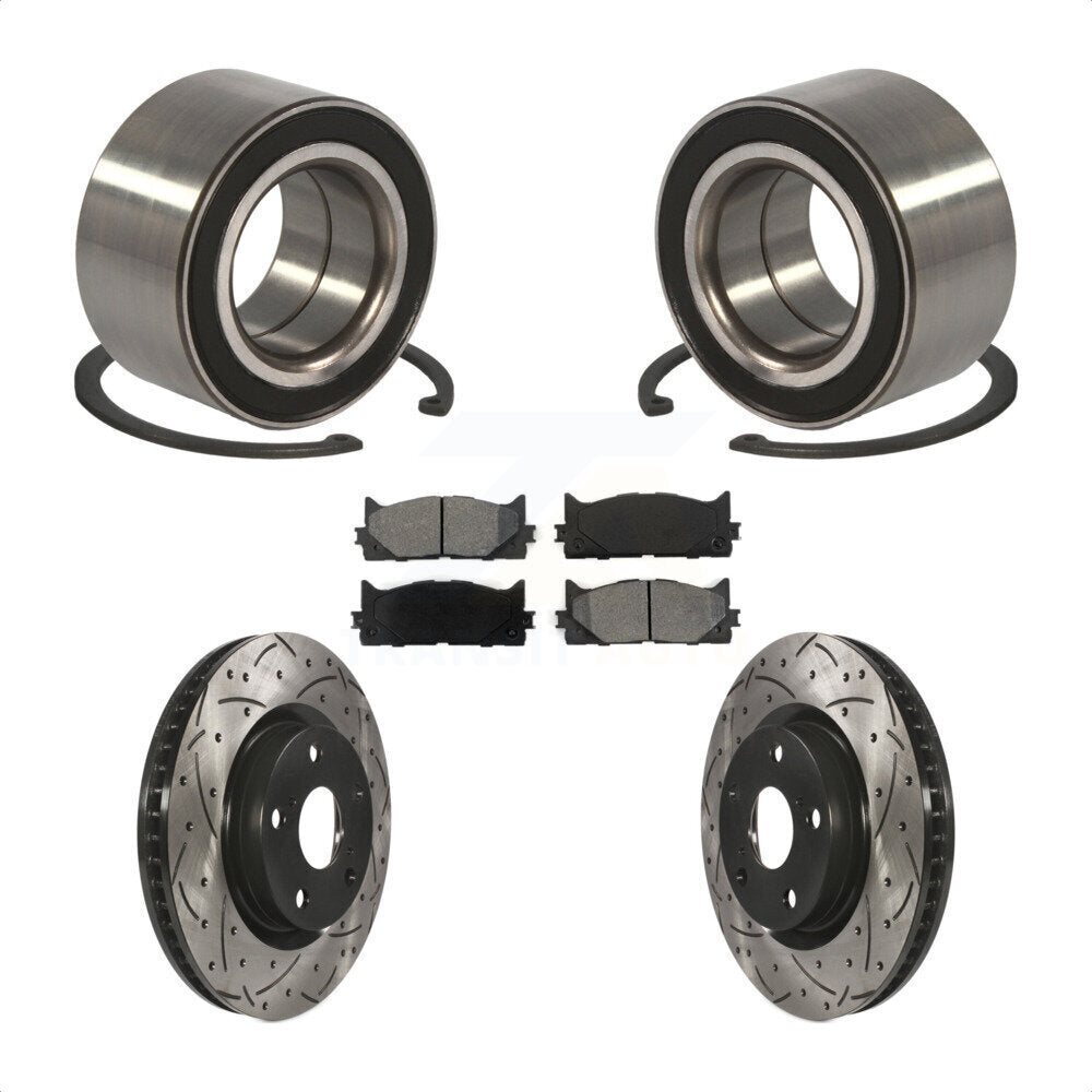 Wheel Bearing Drill Slot Brake Rotor Pads Front Kit For Toyota Camry Lexus ES350