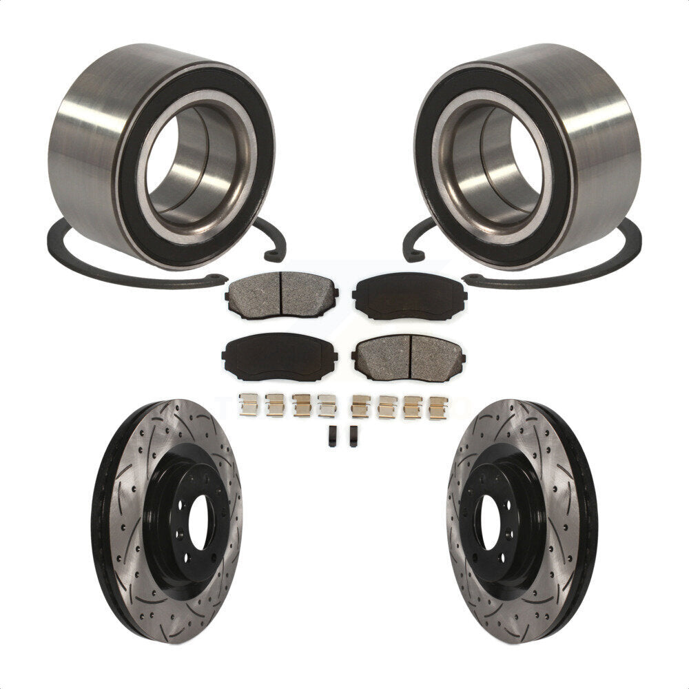Wheel Bearing Coat Drill Slot Brake Rotor Pad Front Kit For 2007-2015 Mazda CX-9