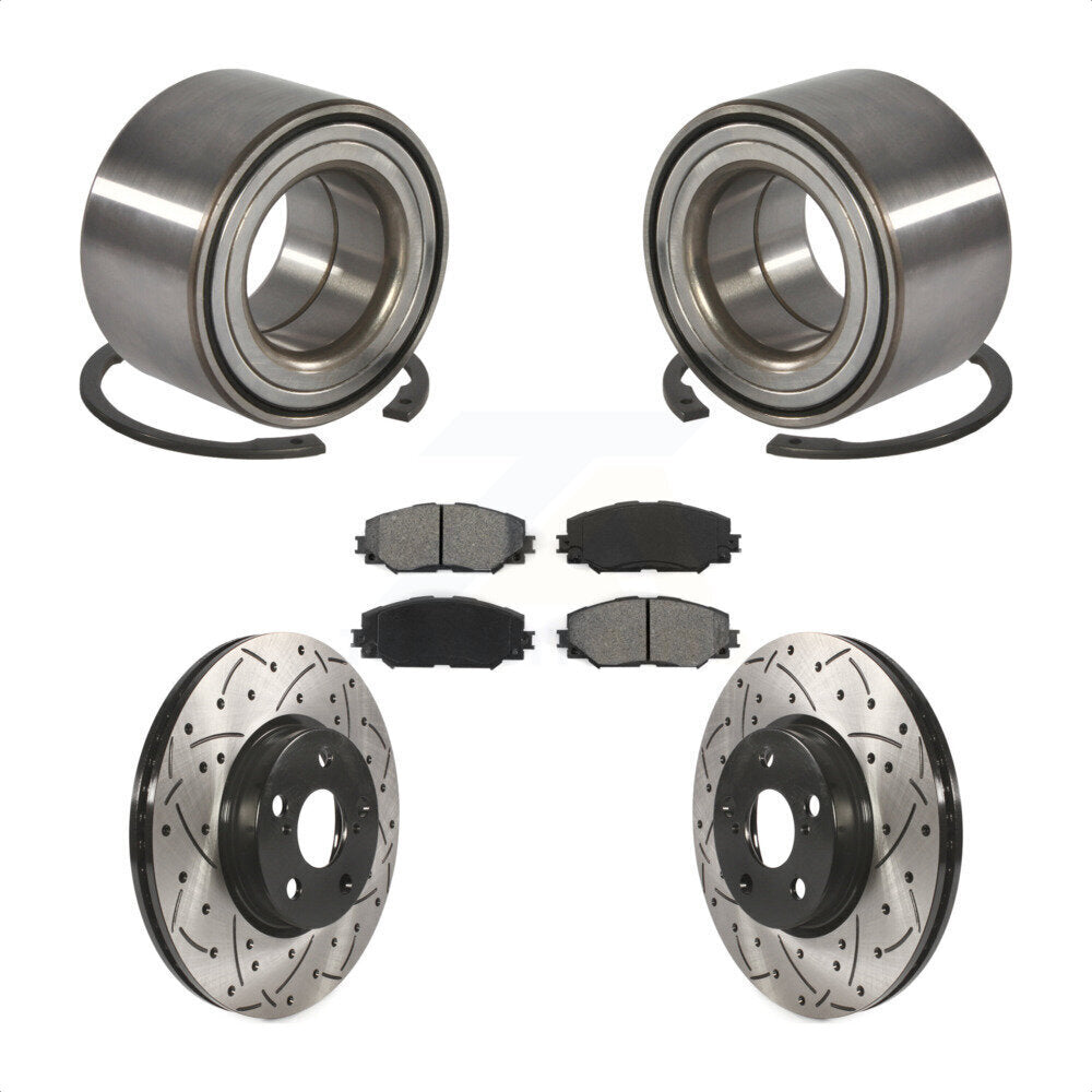 Wheel Bearing Drilled Slot Brake Rotor & Pad Front Kit For Toyota Corolla Matrix