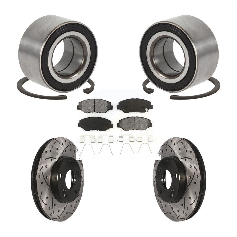 Wheel Bearing Drill Slot Brake Rotor Pads Front Kit For Honda Accord Fit Element