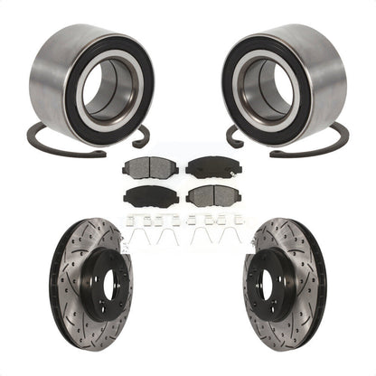 Wheel Bearing Drill Slot Brake Rotor Pads Front Kit For Honda Accord Fit Element