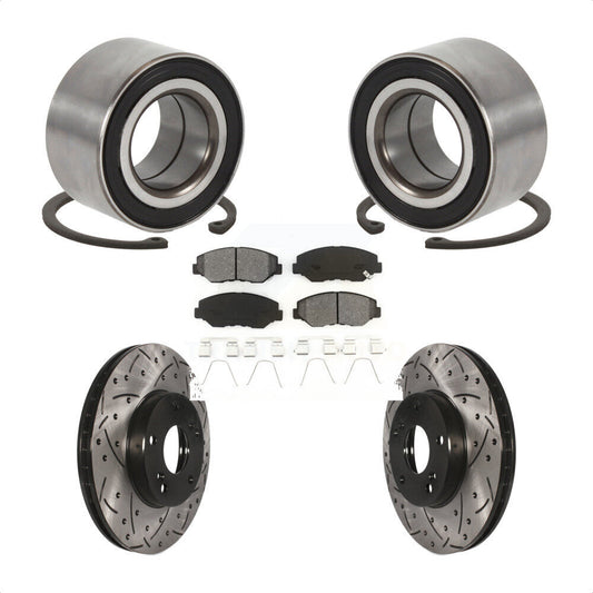 Wheel Bearing Drill Slot Brake Rotor Pads Front Kit For Honda Accord Fit Element
