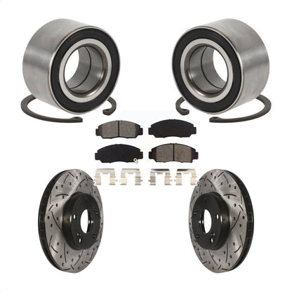 Wheel Bearing Drilled Slot Brake Rotor Pads Front Kit For Honda Accord Acura CSX