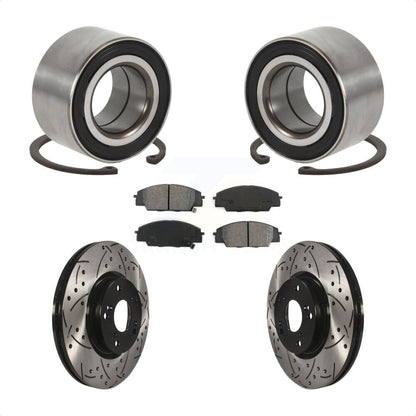 Wheel Bearing Drilled Slot Brake Rotor & Pad Front Kit For Honda Civic Acura CSX