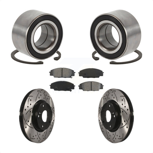 Wheel Bearing Drilled Slot Brake Rotor & Pad Front Kit For Honda Civic Acura CSX