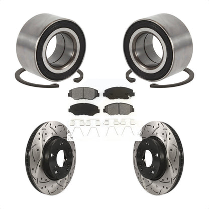 Wheel Bearing Coated Drilled Slotted Brake Rotor & Pad Front Kit For Honda Civic