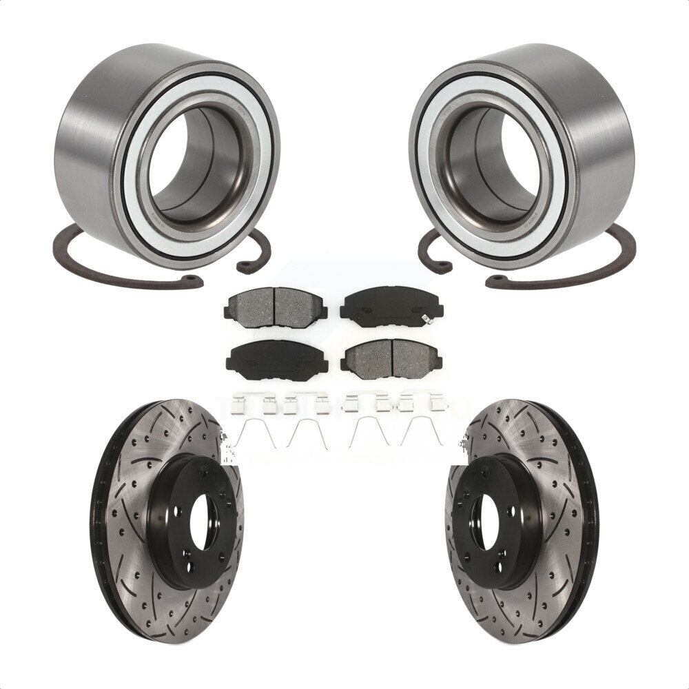 Wheel Bearing Drilled Slot Brake Rotor Pads Front Kit For 03-11 Honda Element EX