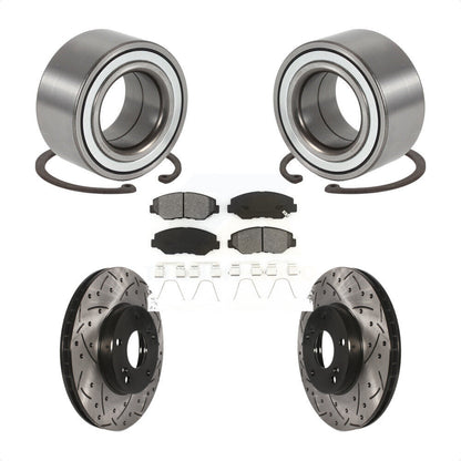 Wheel Bearing Drilled Slot Brake Rotor Pads Front Kit For 03-11 Honda Element EX