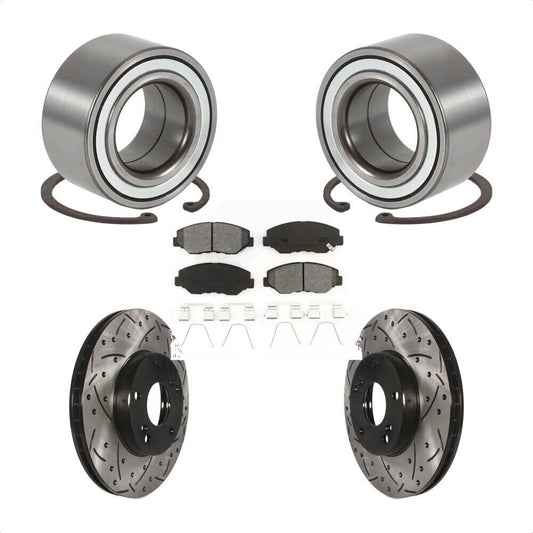 Wheel Bearing Drilled Slot Brake Rotor Pads Front Kit For 03-11 Honda Element EX