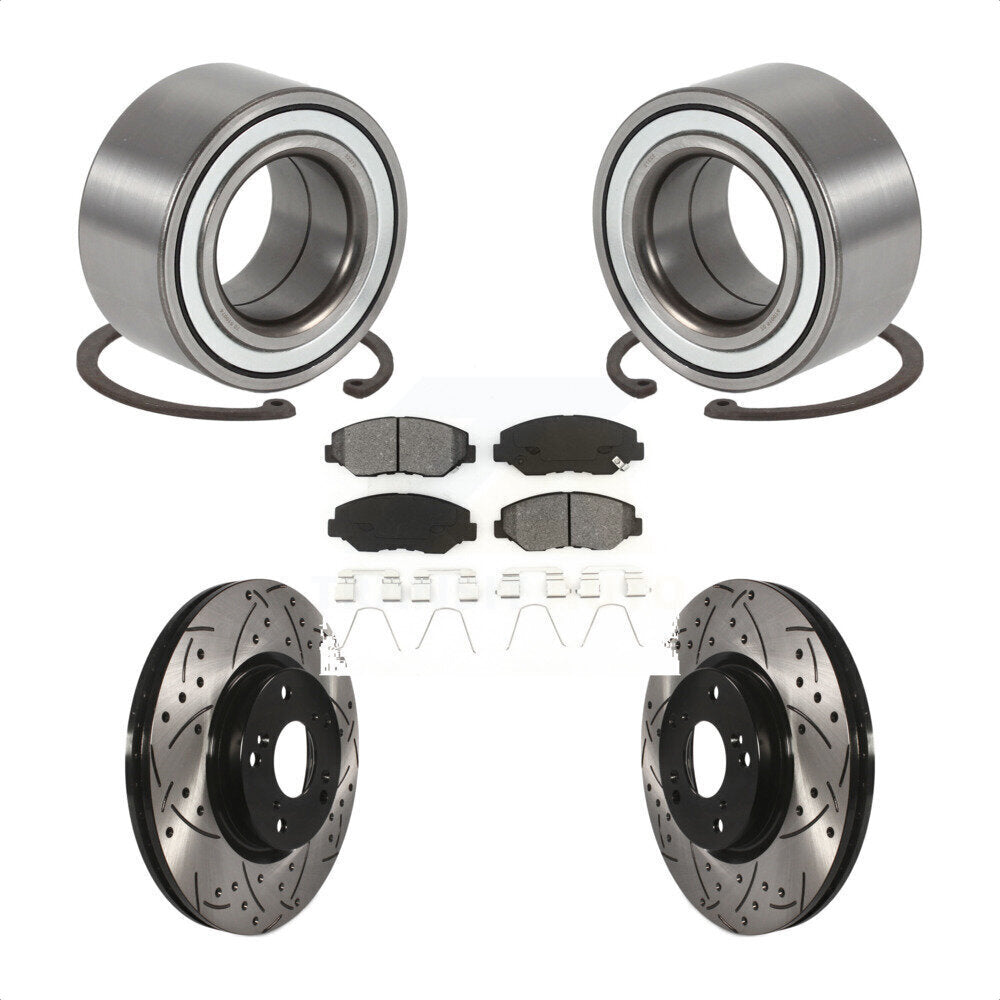 Wheel Bearing Coat Drill Slot Brake Rotor Pad Front Kit For 2005-2006 Honda CR-V