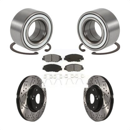 Wheel Bearing Coat Drill Slot Brake Rotor Pad Front Kit For 2005-2006 Honda CR-V