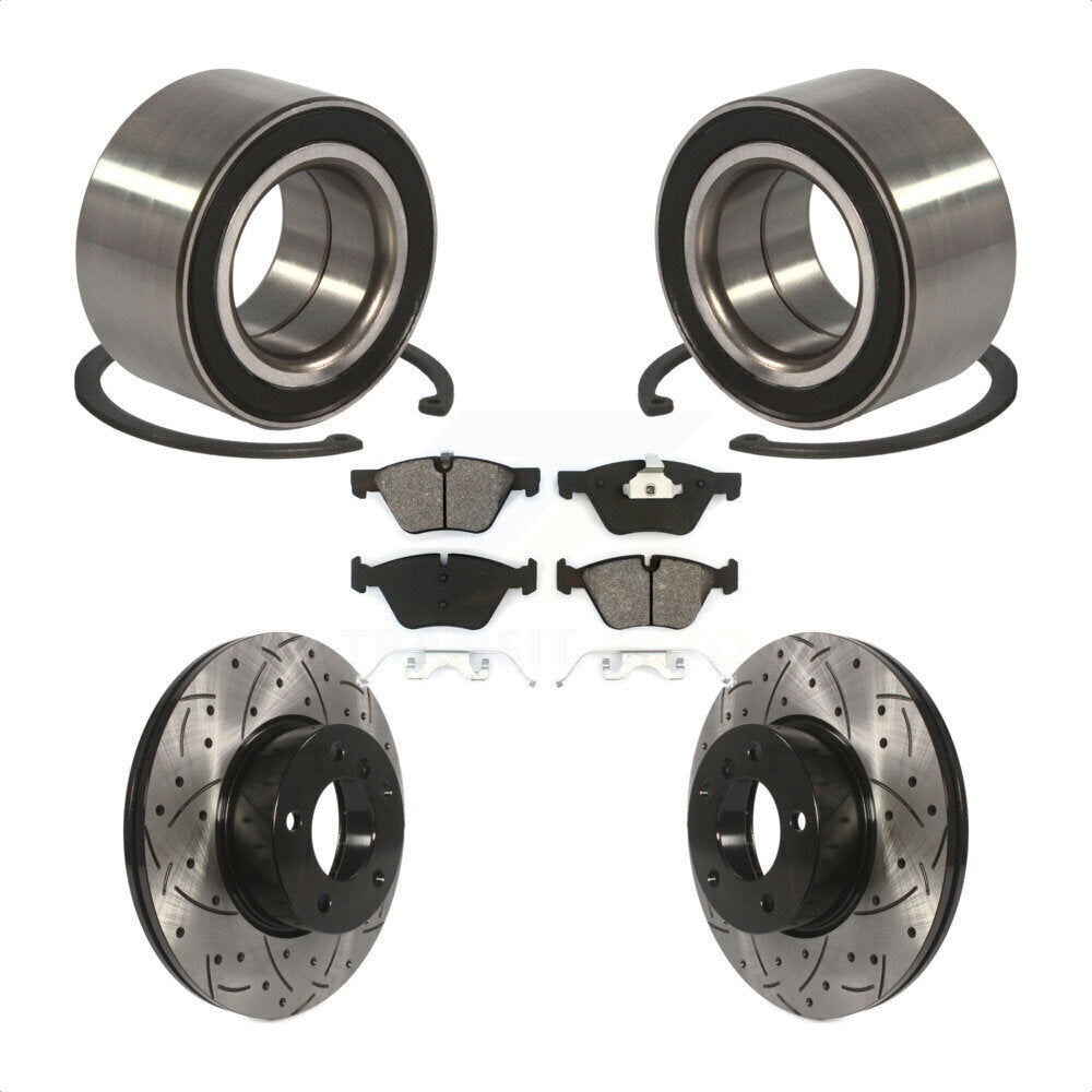 Wheel Bearing Coated Drilled Slotted Brake Rotor And Pad Front Kit For BMW 328xi