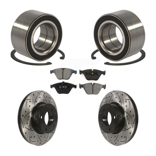 Wheel Bearing Drilled Slot Brake Rotor & Pad Front Kit For BMW 328i xDrive 328xi