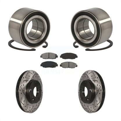 Wheel Bearing Coated Drilled Slotted Brake Rotor & Pad Front Kit For Honda Civic