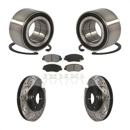 Wheel Bearing Coated Drilled Slotted Brake Rotor & Pad Front Kit For Honda Civic