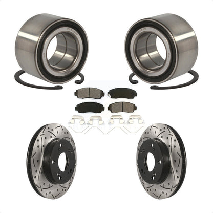 Wheel Bearing Coated Drilled Slotted Brake Rotor & Pad Front Kit For Honda Civic