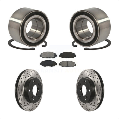 Wheel Bearing Coated Drilled Slotted Brake Rotor & Pad Front Kit For Honda Civic