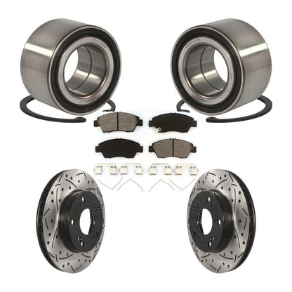 Wheel Bearing Drilled Slot Brake Rotor & Pad Front Kit For Honda Civic Acura ILX