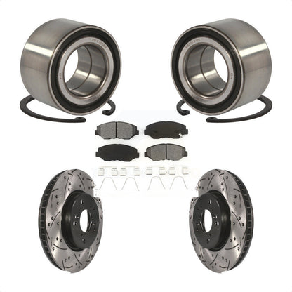 Wheel Bearing Coated Drilled Slotted Brake Rotor & Pad Front Kit For Honda Civic