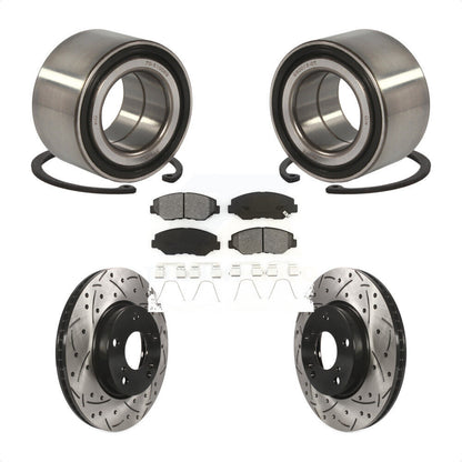 Wheel Bearing Coated Drilled Slotted Brake Rotor & Pad Front Kit For Honda Civic