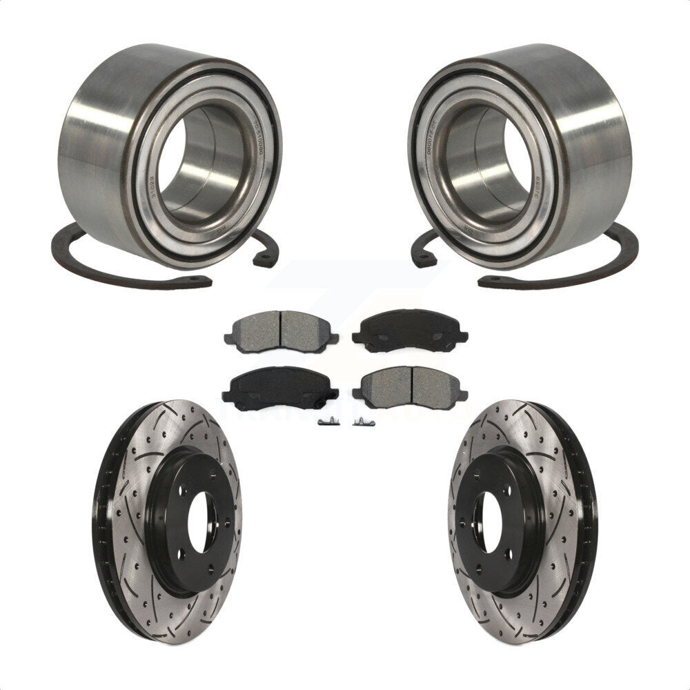 Wheel Bearing Drilled Slot Brake Rotor Pad Front Kit For Mitsubishi Lancer Dodge
