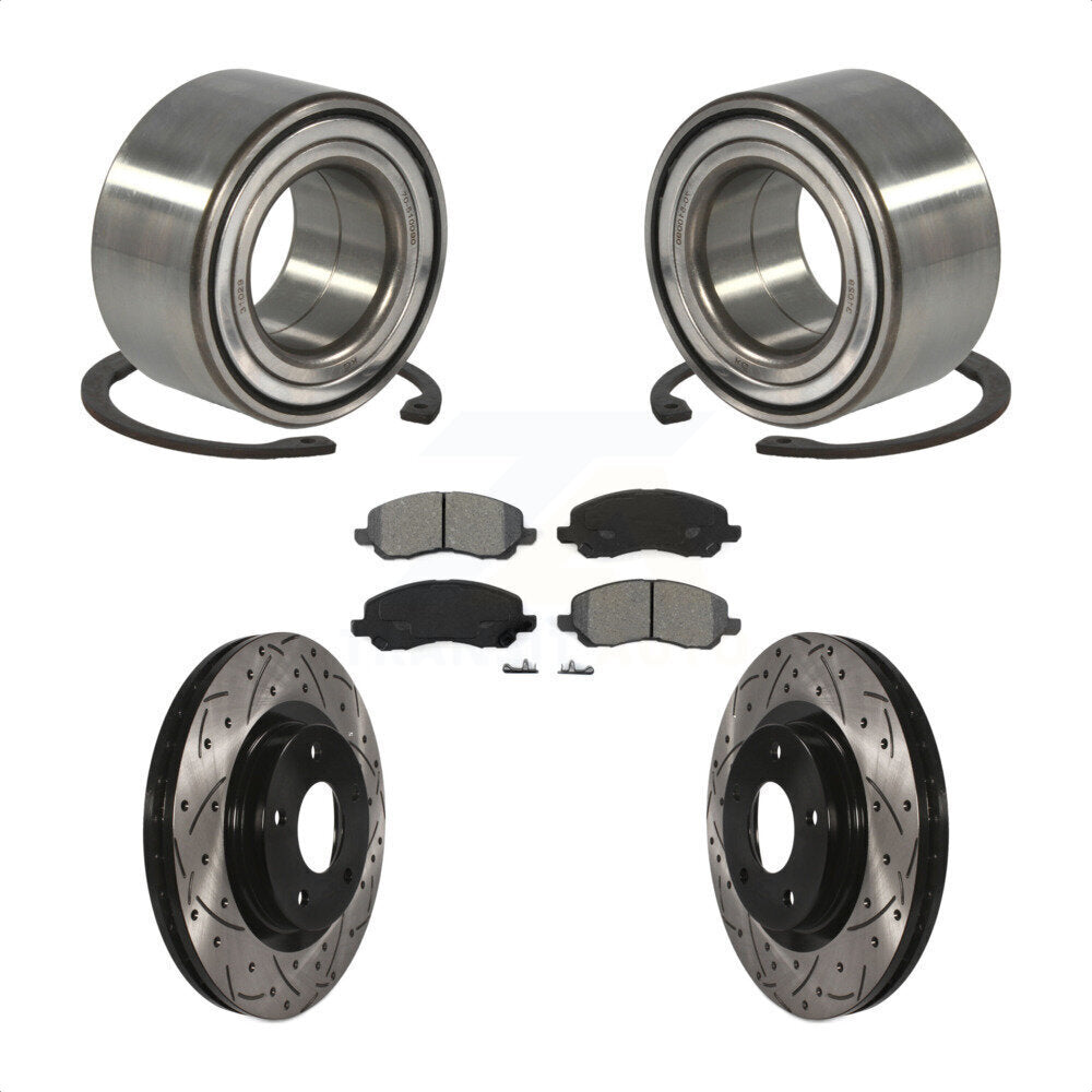 Wheel Bearing Drill Slot Brake Rotor Pad Front Kit For Mitsubishi Jeep Outlander