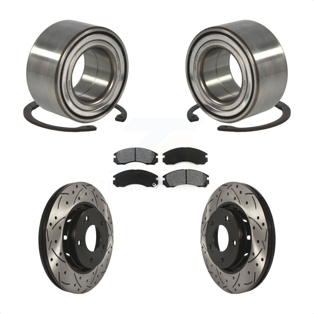 Wheel Bearing Coated Drill Slot Brake Rotor Pads Front Kit For Mitsubishi Lancer