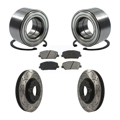 Wheel Bearing Coated Drilled Slot Brake Rotor Pad Front Kit For Hyundai Veloster