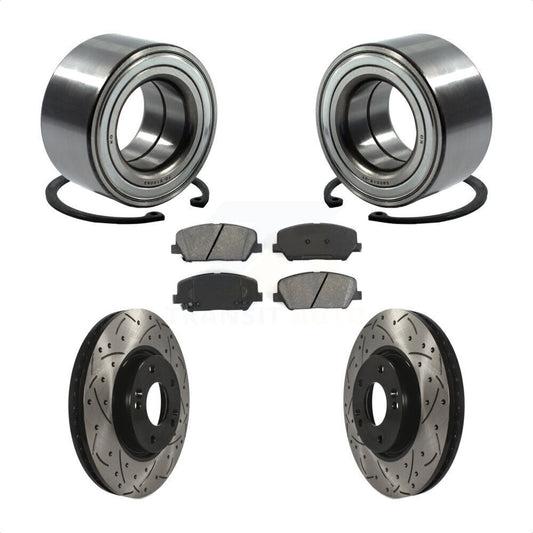Wheel Bearing Coated Drilled Slot Brake Rotor Pad Front Kit For Hyundai Veloster