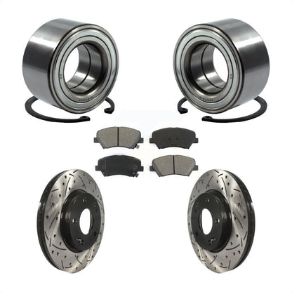 Wheel Bearing Drilled Slot Brake Rotor Pads Front Kit For Hyundai Elantra GT Kia
