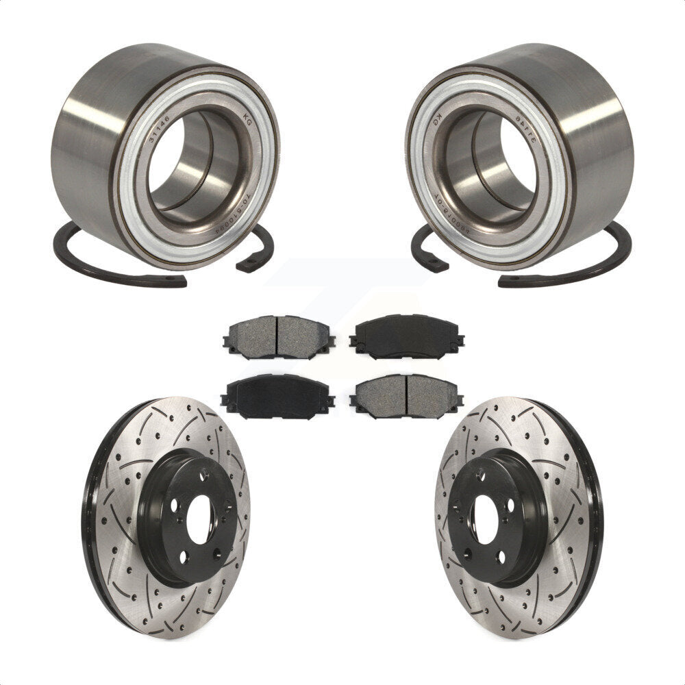 Wheel Bearing Coated Drill Slot Brake Rotor Pad Front Kit For 2008-2014 Scion xD