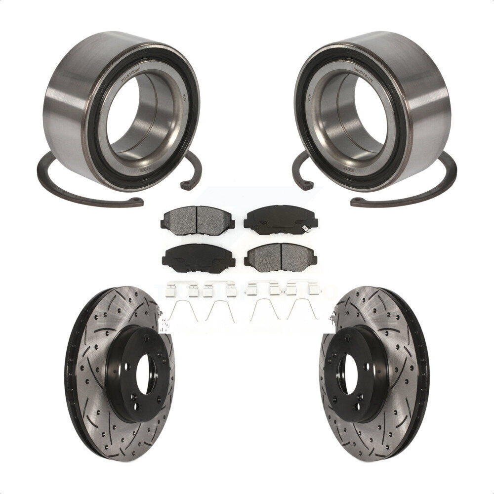 Wheel Bearing Coated Drilled Slotted Brake Rotor Pads Front Kit For Honda Accord