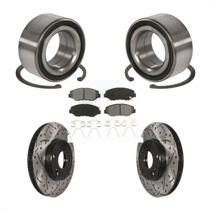Wheel Bearing Coated Drilled Slotted Brake Rotor Pads Front Kit For Honda Accord