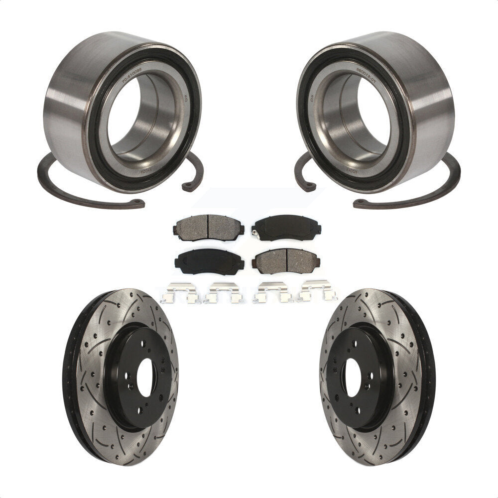 Wheel Bearing Drilled Slot Brake Rotor Pads Front Kit For Honda Accord Crosstour