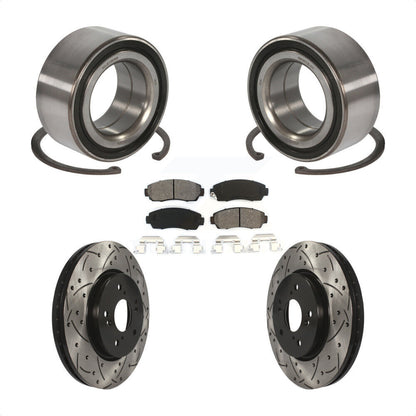 Wheel Bearing Drilled Slot Brake Rotor Pads Front Kit For Honda Accord Crosstour