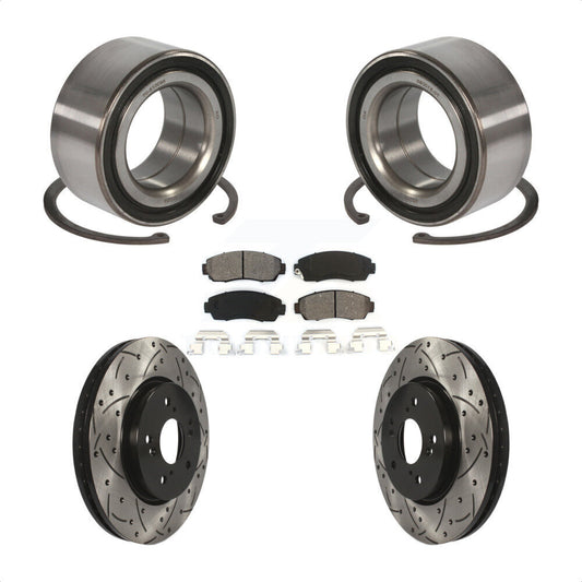 Wheel Bearing Drilled Slot Brake Rotor Pads Front Kit For Honda Accord Crosstour