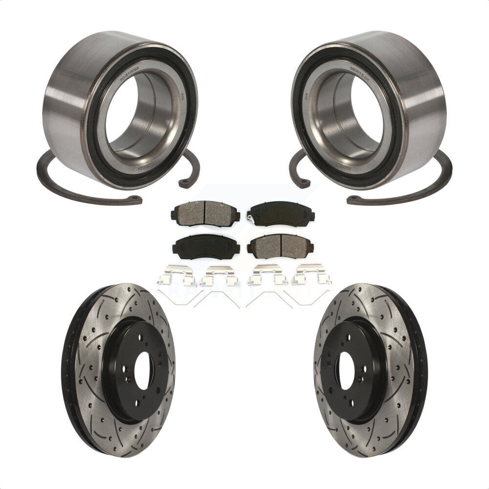 Wheel Bearing Drilled Slot Brake Rotor Pads Front Kit For Honda Crosstour Accord