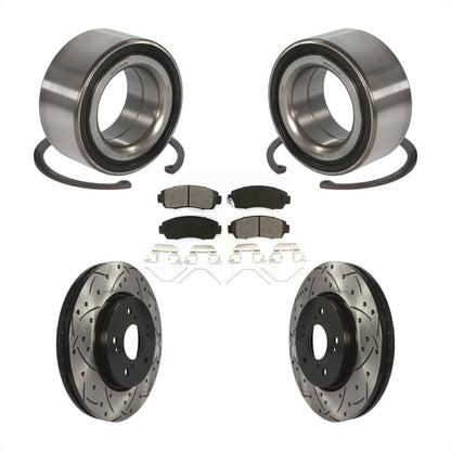Wheel Bearing Drilled Slot Brake Rotor Pads Front Kit For Honda Crosstour Accord