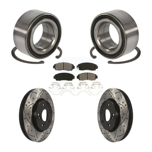 Wheel Bearing Drilled Slot Brake Rotor Pads Front Kit For Honda Crosstour Accord