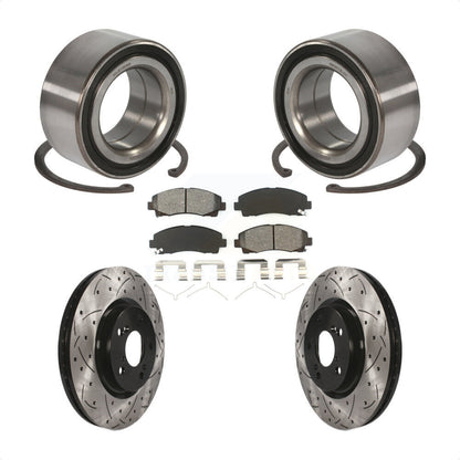 Wheel Bearing Coated Drill Slot Brake Rotor Pad Front Kit For 2009-2014 Acura TL