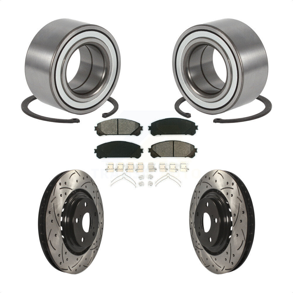 Wheel Bearing Drill Slot Brake Rotor Pads Front Kit For Toyota Highlander Sienna