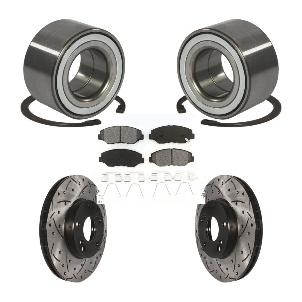 Wheel Bearing Coated Drilled Slot Brake Rotor Pads Front Kit For 2016 Honda CR-Z