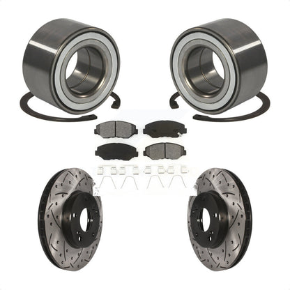 Wheel Bearing Coated Drilled Slot Brake Rotor Pads Front Kit For 2016 Honda CR-Z