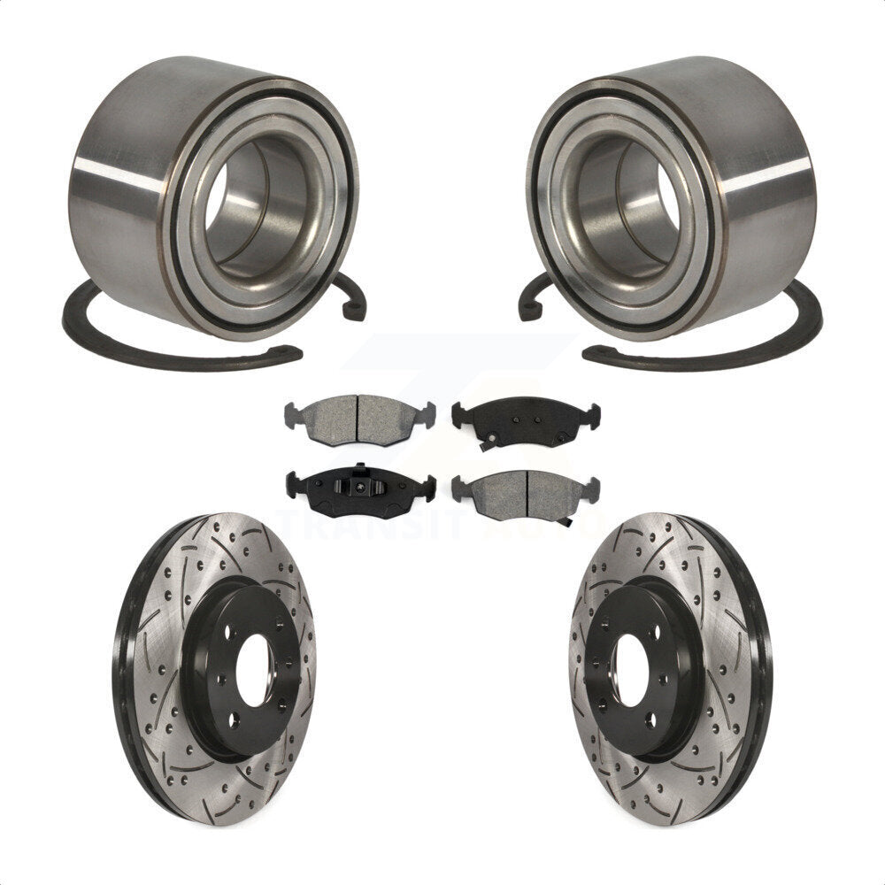 Wheel Bearing Coated Drilled Slotted Disc Brake Rotor Pad Front Kit For Fiat 500