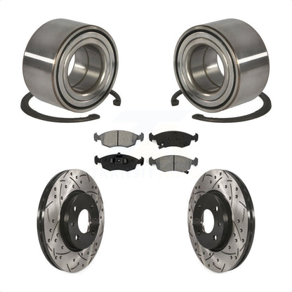 Wheel Bearing Coated Drilled Slotted Disc Brake Rotor Pad Front Kit For Fiat 500