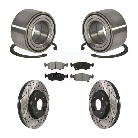 Wheel Bearing Coated Drilled Slotted Disc Brake Rotor Pad Front Kit For Fiat 500